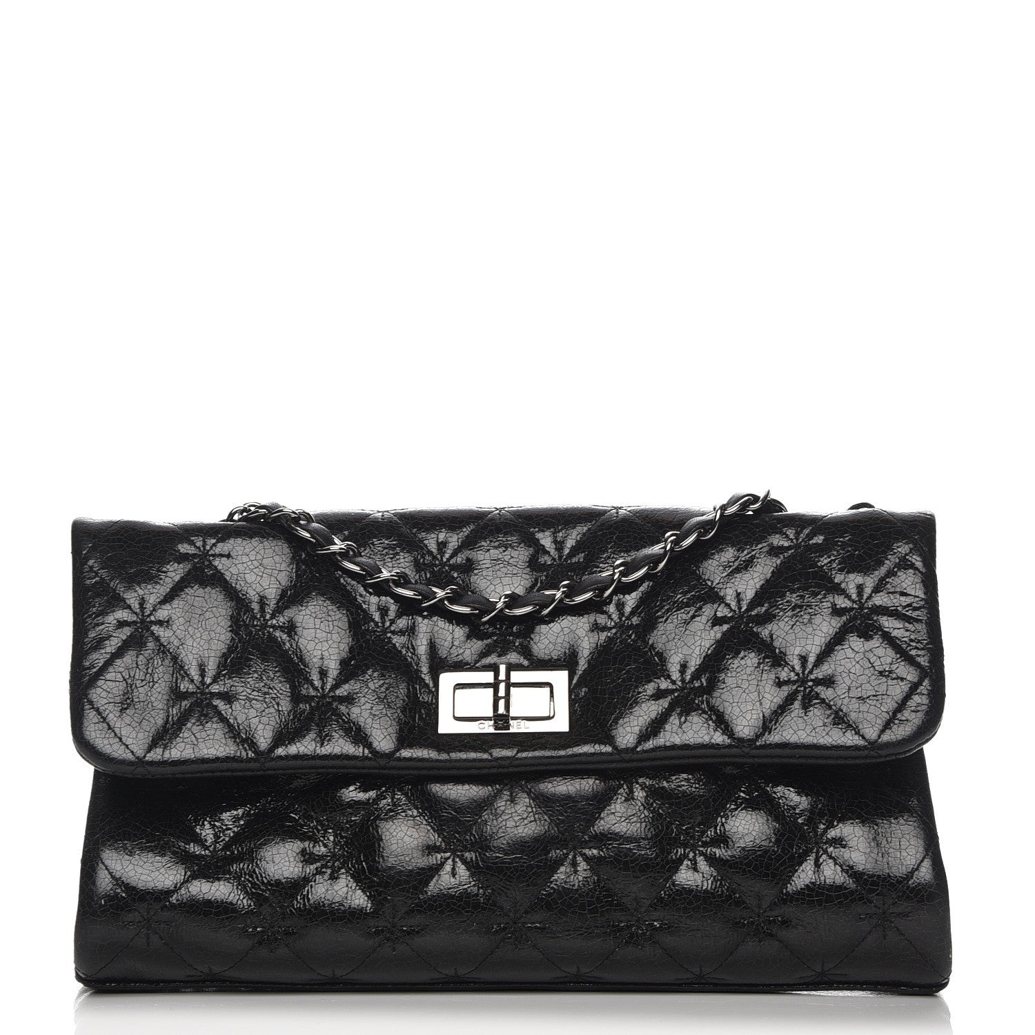 Chanel Glazed Crackled Calfskin Mademoiselle Flap Black 1 of 7