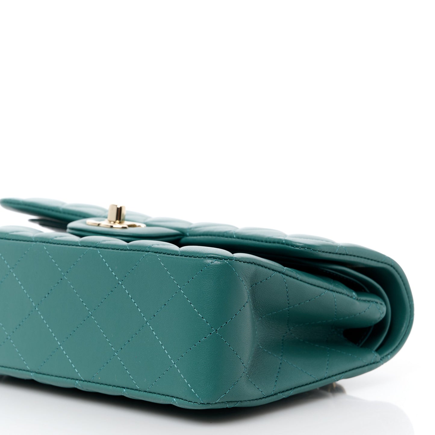 Lambskin Quilted Small Double Flap Green