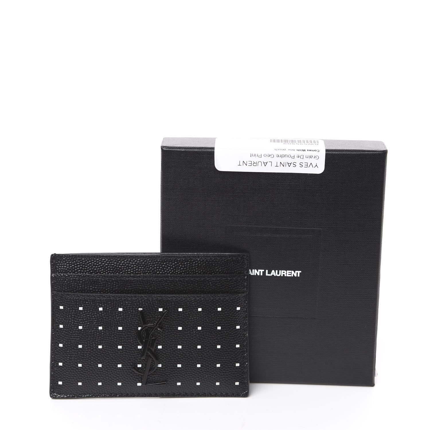 Saint Laurent Grain De Poudre Geo Print Monogram Credit Card Case Black White 6 of 6