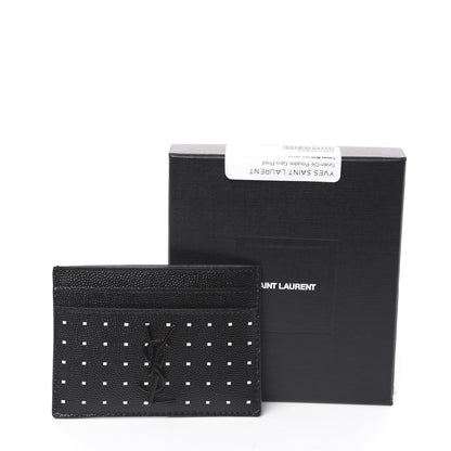 Saint Laurent Grain De Poudre Geo Print Monogram Credit Card Case Black White 6 of 6