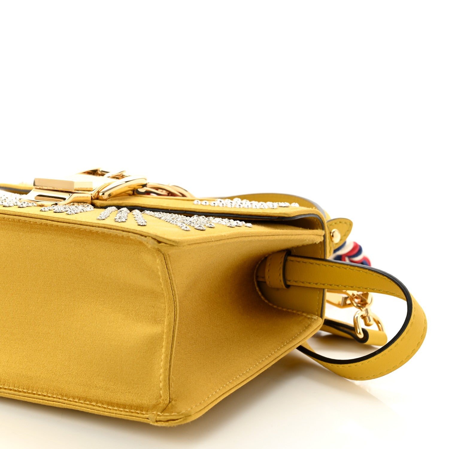Gucci Satin Crystal Mini Sylvie Top Handle Bag Yellow 10 of 10