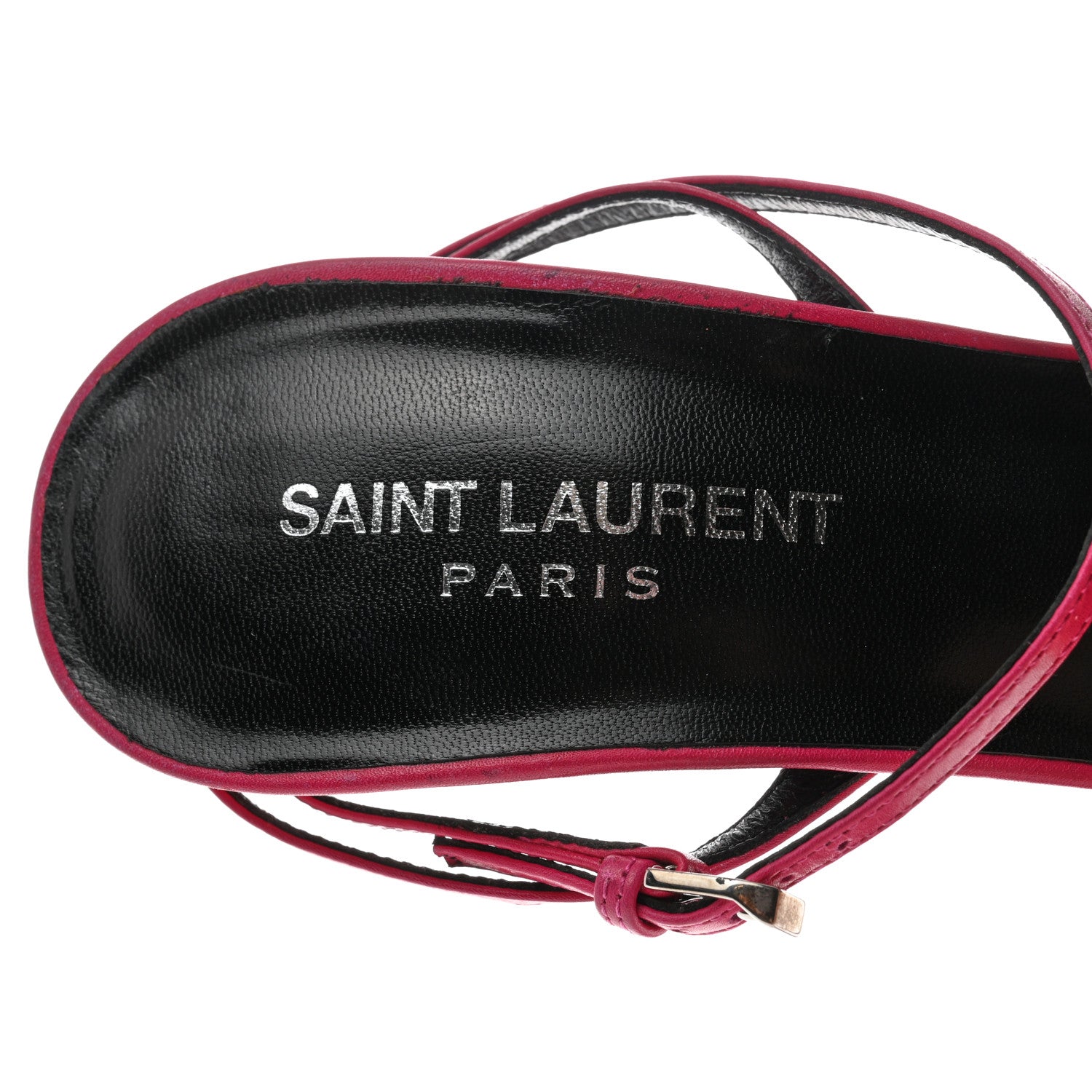 Saint Laurent Calfskin Tribute Lips Platform Sandals 38.5 Fuchsia 6 of 9