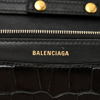 Balenciaga Crocodile Embossed Patent B Wallet On Chain Black 6 of 10