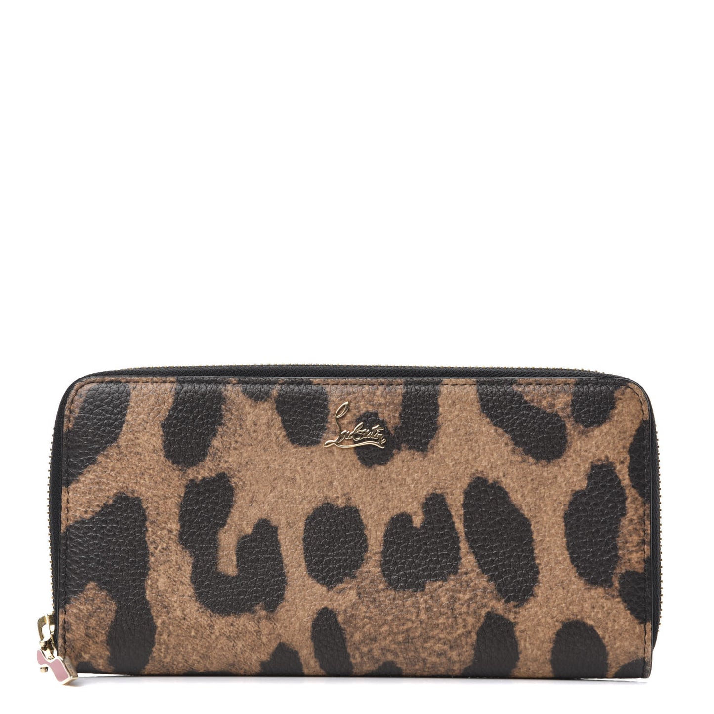 Calfskin Empire Leopard Panettone Zip Around Wallet Brown