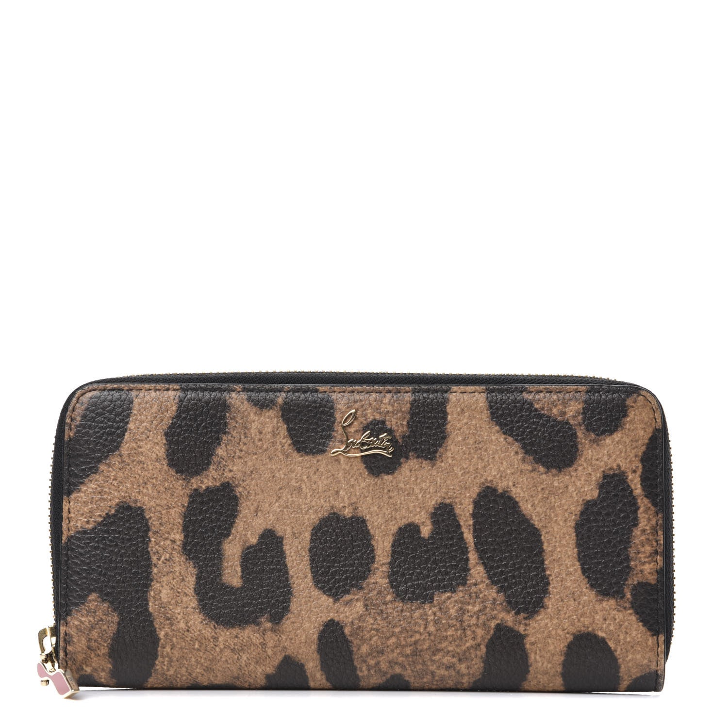 Christian Louboutin Calfskin Empire Leopard Panettone Zip Around Wallet Brown 1 of 6
