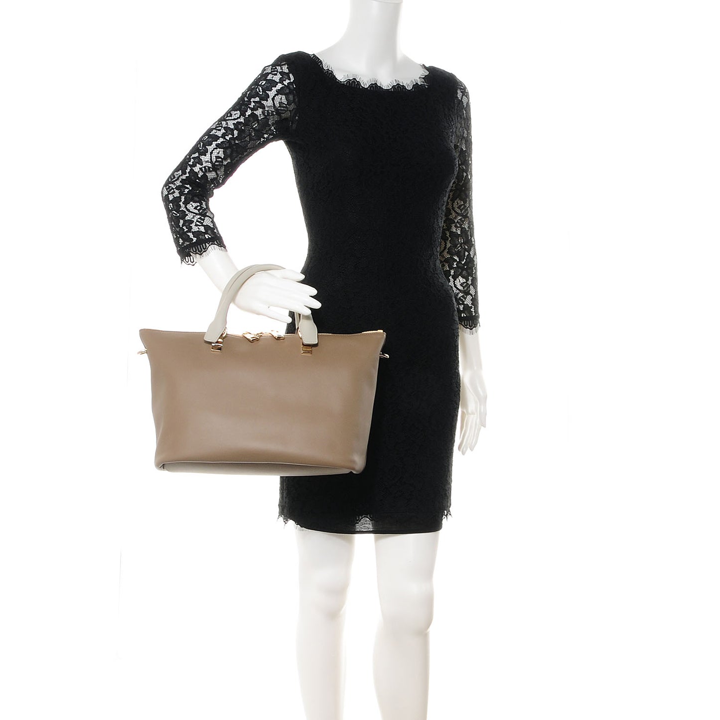 Calfskin Small Baylee Tote Pearl Grey