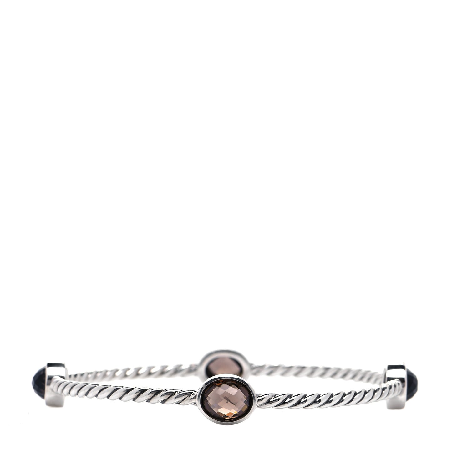 Sterling Silver Smoky Quartz Color Classics 4 Station Bangle Bracelet