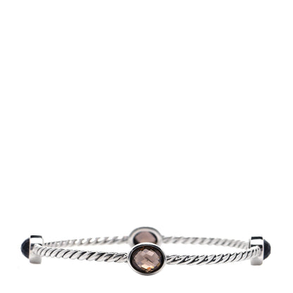 David Yurman Sterling Silver Smoky Quartz Color Classics 4 Station Bangle Bracelet 1 of 6