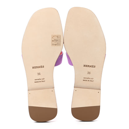 Hermes Suede Goatskin Oran Sandals 36 Violet Parme 5 of 8