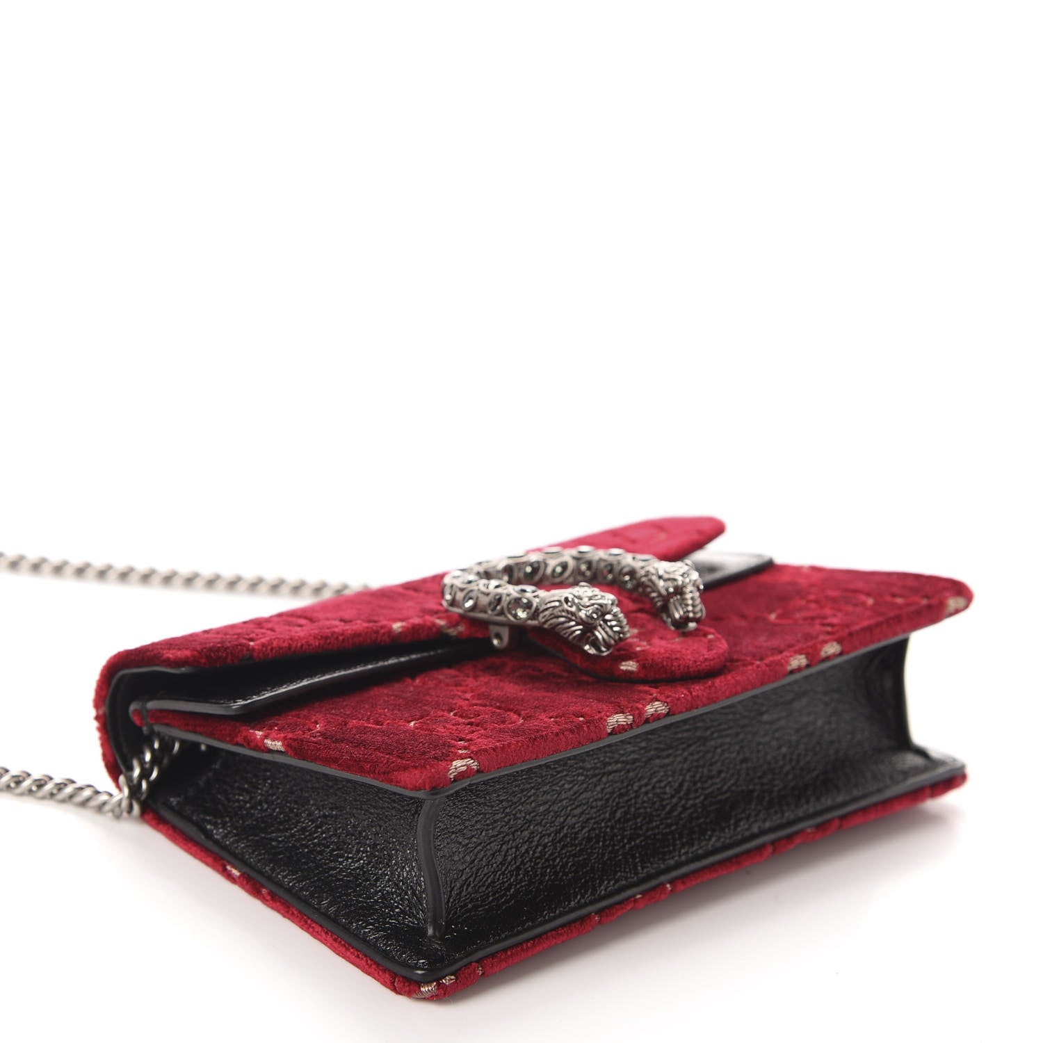 Gucci Velvet GG Monogram Super Mini Dionysus Shoulder Bag Red Cipria Black 4 of 10