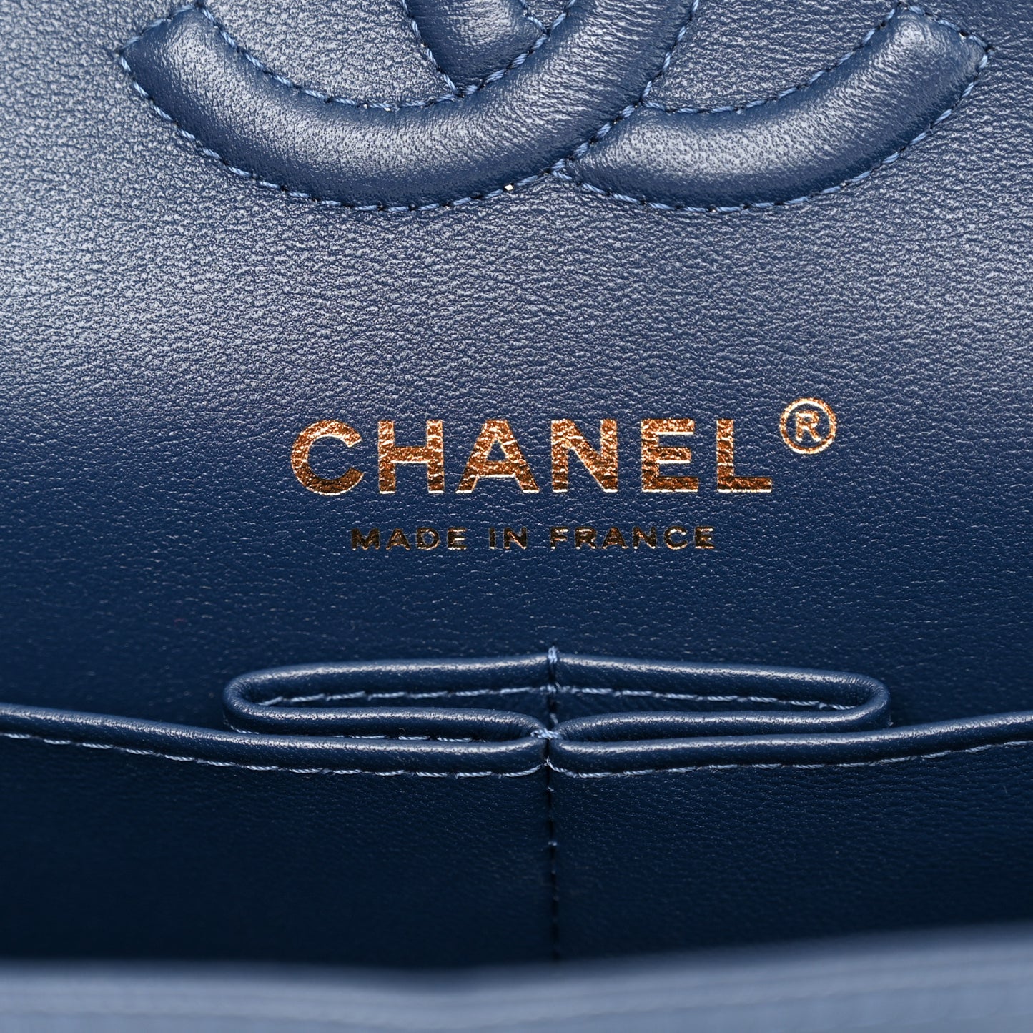 Caviar Quilted Small Double Flap Navy