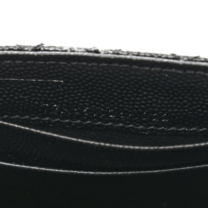 Saint Laurent Grain De Poudre Textured Mixed Matelasse Triquilt Small Monogram Envelope Wallet Black 7 of 7