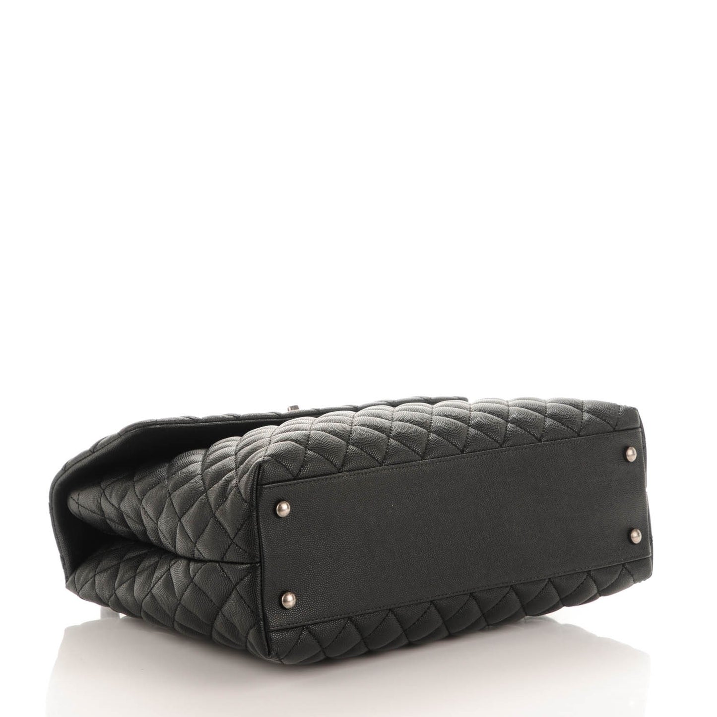 Caviar Quilted Large Coco Handle Flap Black