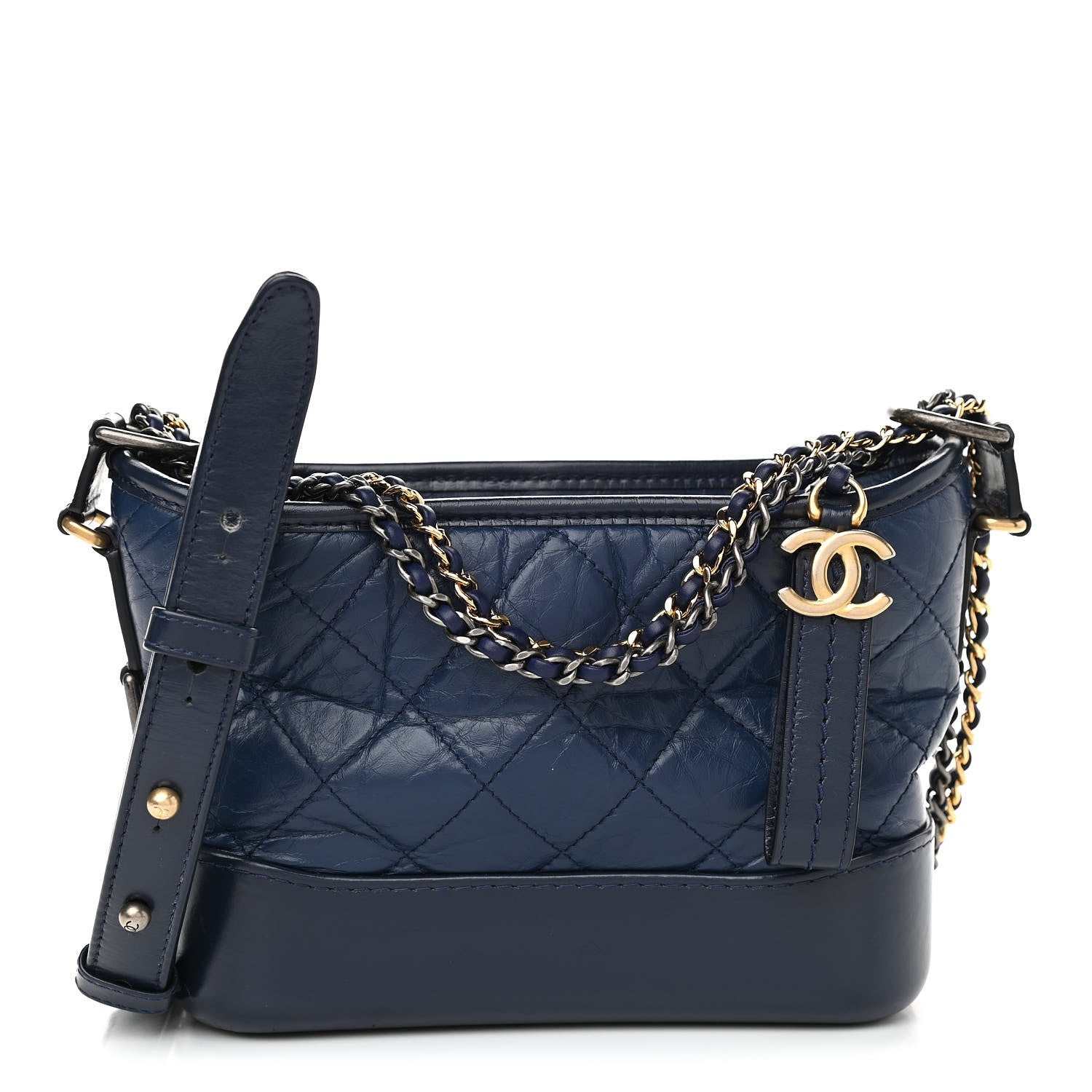 Chanel Aged Calfskin Quilted Small Gabrielle Hobo Navy 1 of 10