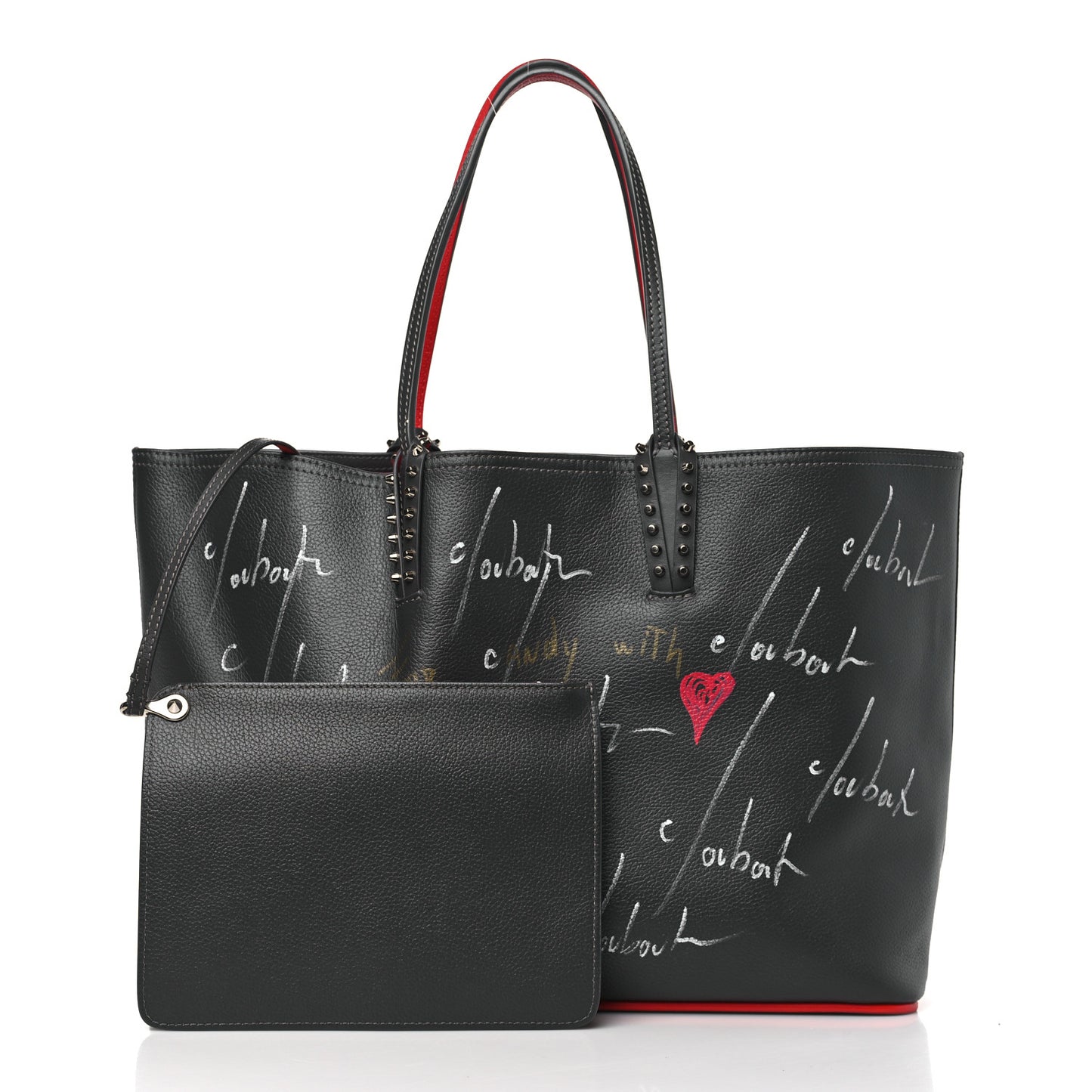 Calfskin Graffiti Print East West Cabata Tote Charbon Multicolor