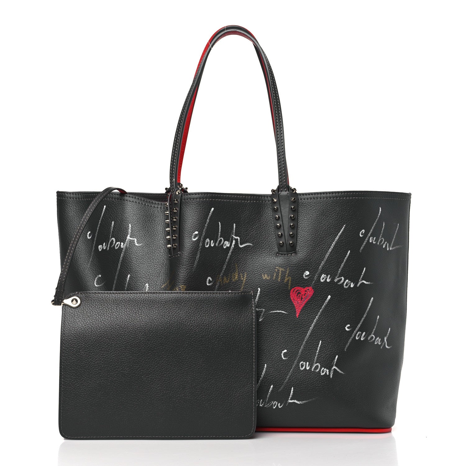 Christian Louboutin Calfskin Graffiti Print East West Cabata Tote Charbon Multicolor 3 of 9