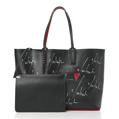 Christian Louboutin Calfskin Graffiti Print East West Cabata Tote Charbon Multicolor 3 of 9