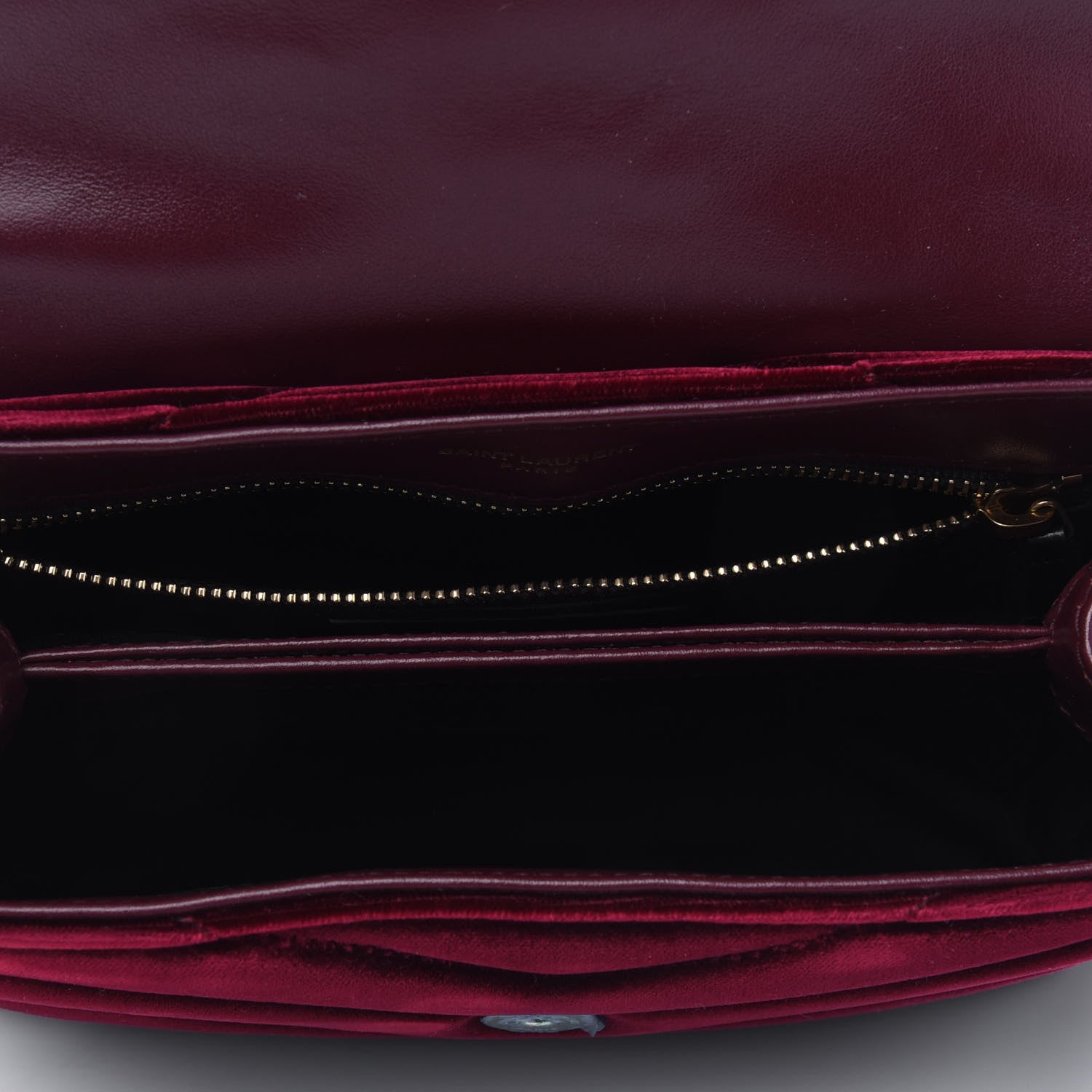 Saint Laurent Velvet Y Quilted Monogram Toy Loulou Crossbody Bag French Burgundy 4 of 5