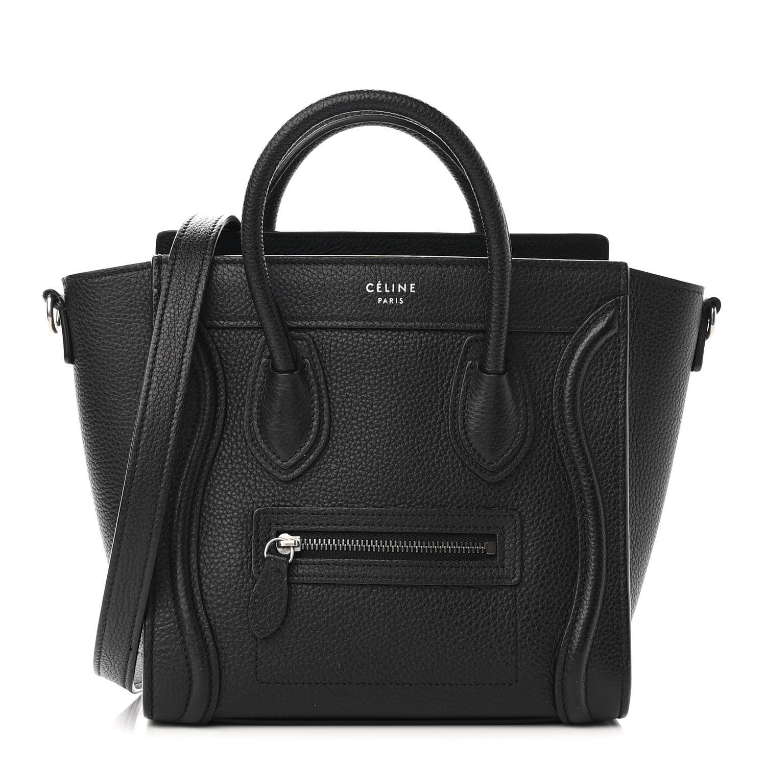 Celine Drummed Calfskin Nano Luggage Black 1 of 9