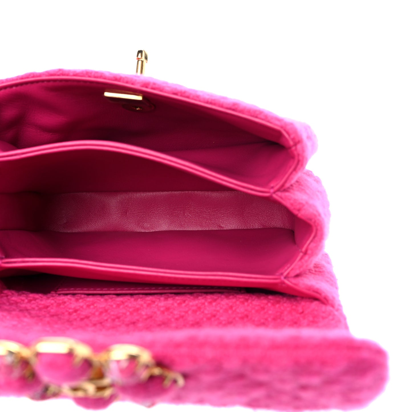 Cashmere Tweed Quilted Mini Bijoux Flap Fuchsia