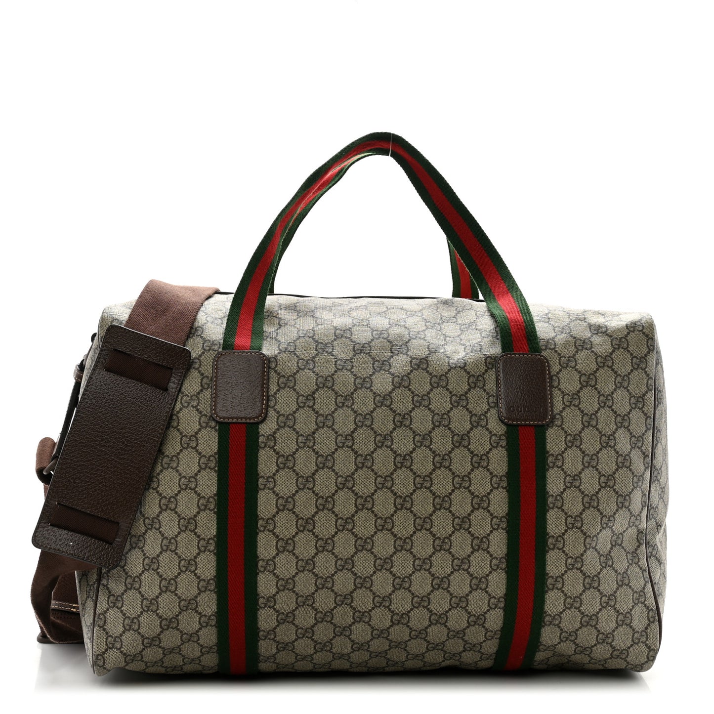 GG Supreme Monogram Web Medium Duffle Bag Brown