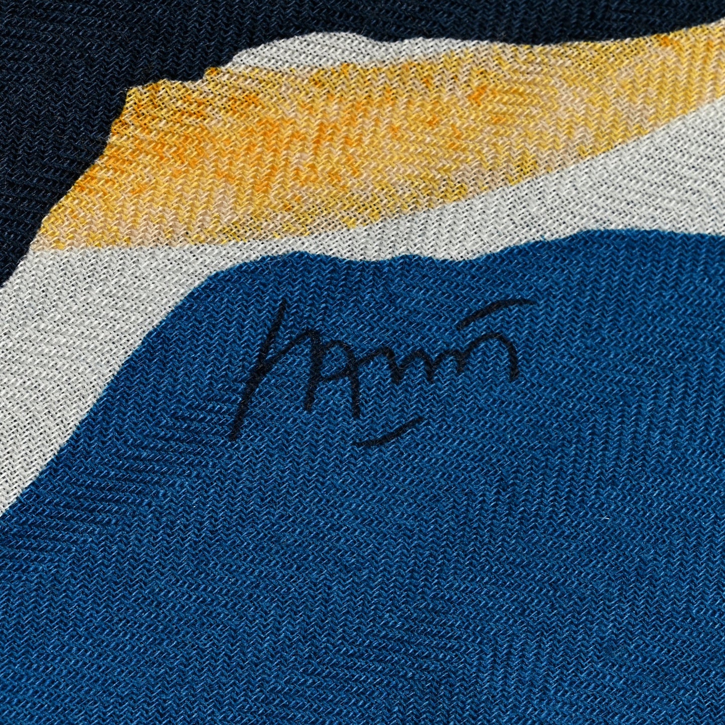 Cashmere Silk Libre Comme Pegase Shawl 140 Bleu Cobalt White