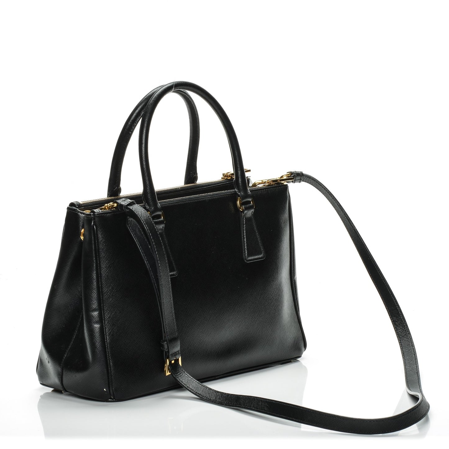 Saffiano Small Galleria Double Zip Tote Black