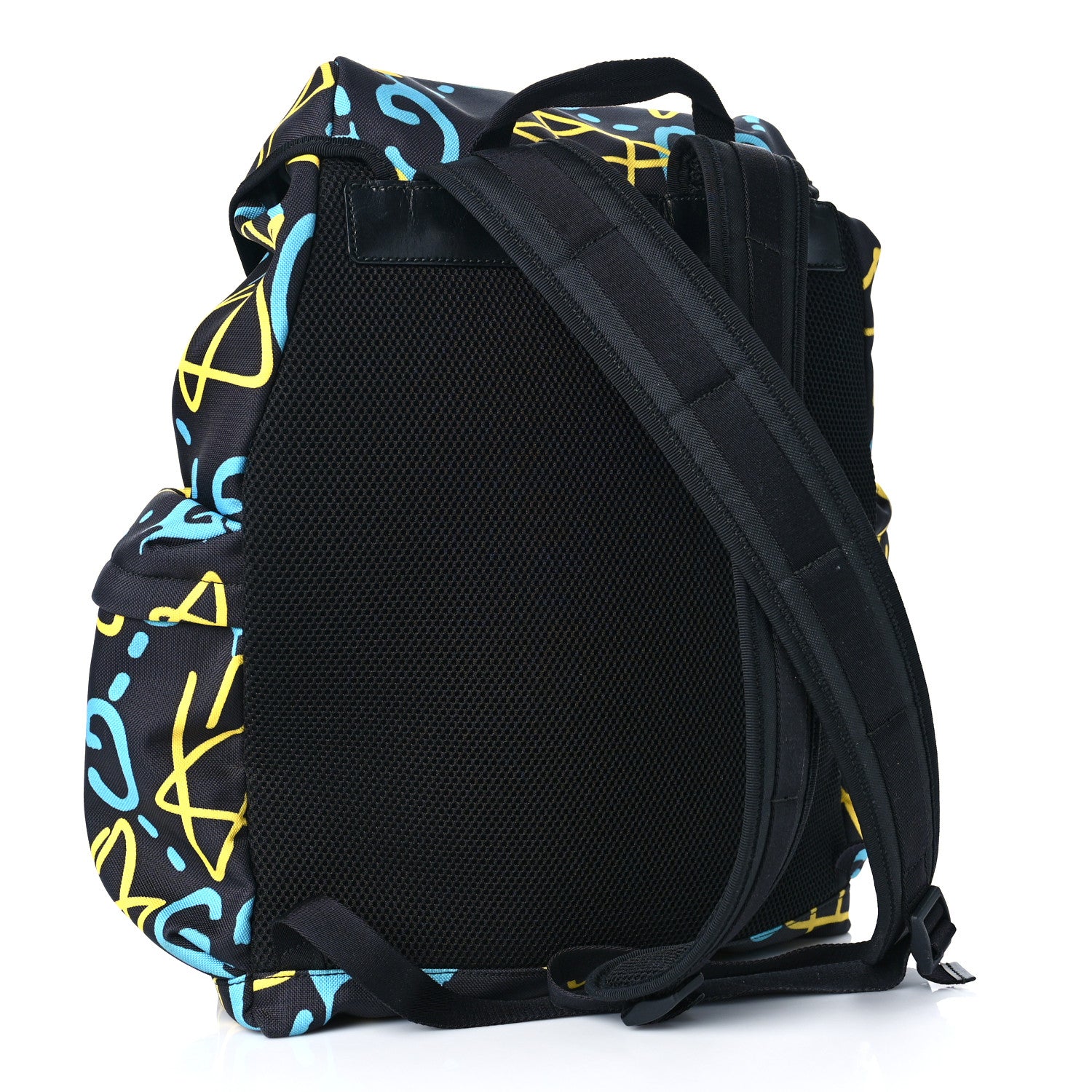 Gucci Techno Canvas GucciGhost Double Buckle Backpack Black New Acquamarine 3 of 10