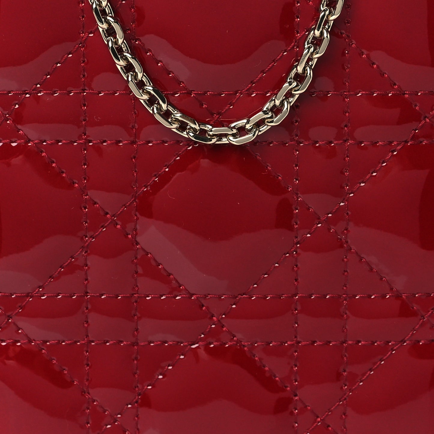 Patent Cannage Lady Dior Phone Holder Red