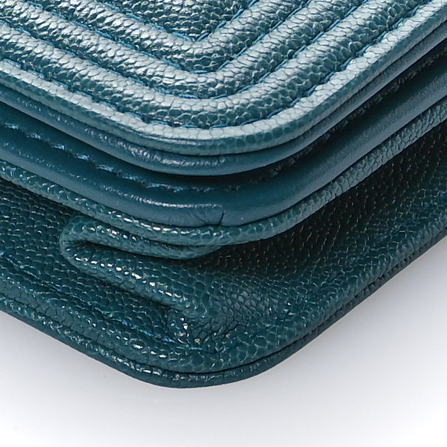 Caviar Quilted Boy Wallet On Chain WOC Teal