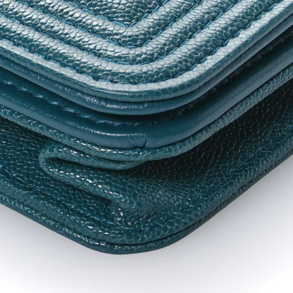 Chanel Caviar Quilted Boy Wallet On Chain WOC Teal 10 of 12