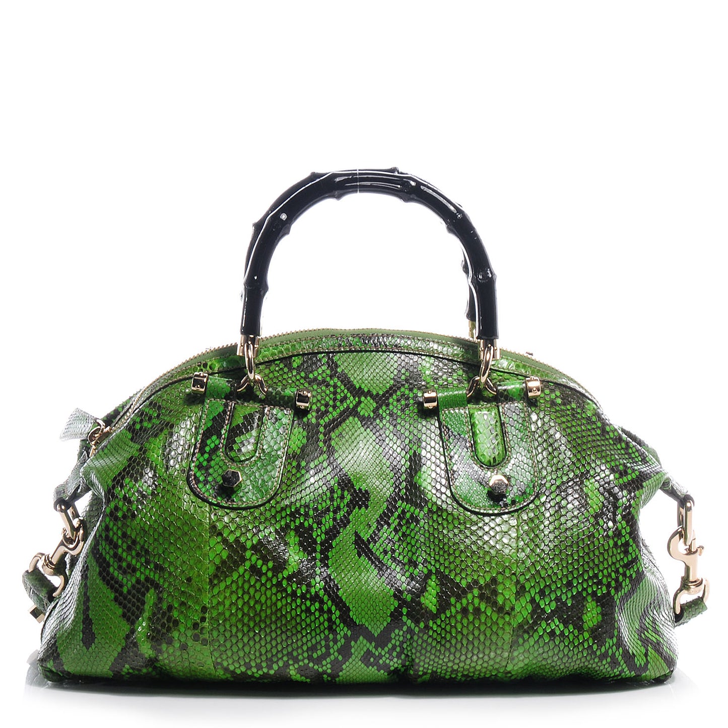 Python Pop Bamboo Top Handle Bag Green