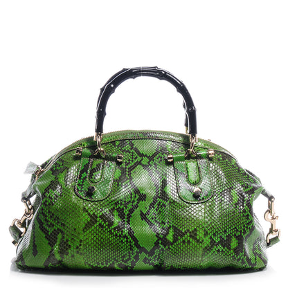 Gucci Python Pop Bamboo Top Handle Bag Green 1 of 8