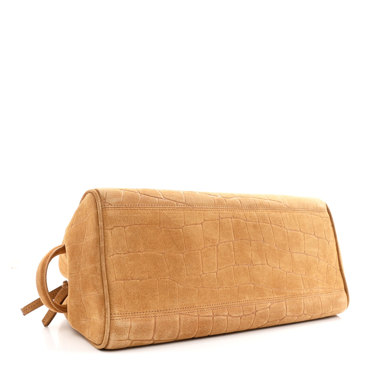 Jacquemus Suede Crocodile Embossed Le Turismo Bowling Bag Camel