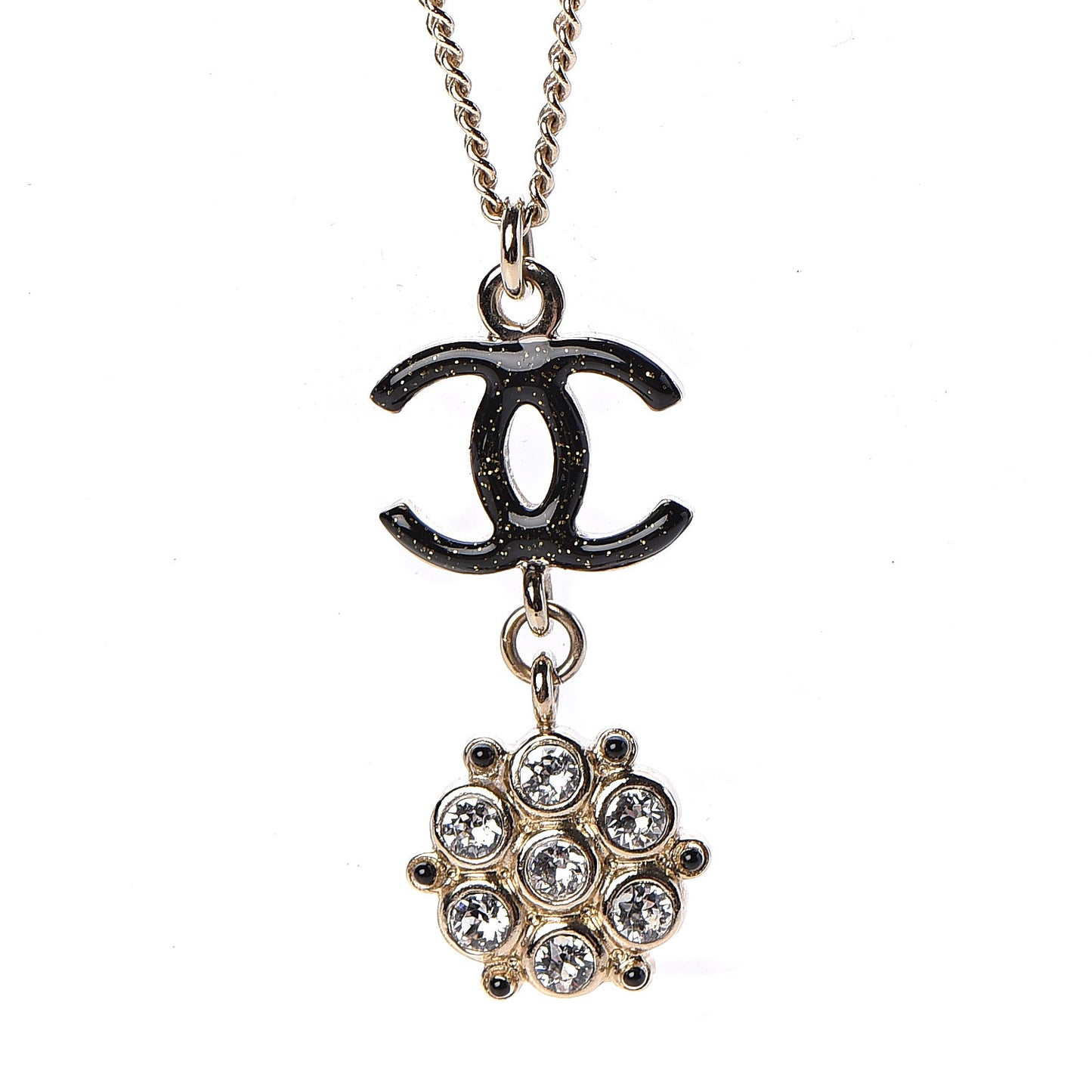 Crystal Resin CC Drop Pendant Necklace Gold