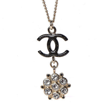 Chanel Crystal Resin CC Drop Pendant Necklace Gold 4 of 6