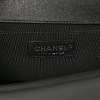 Chanel Calfskin Chevron Quilted Medium Boy Flap Black 7 of 11