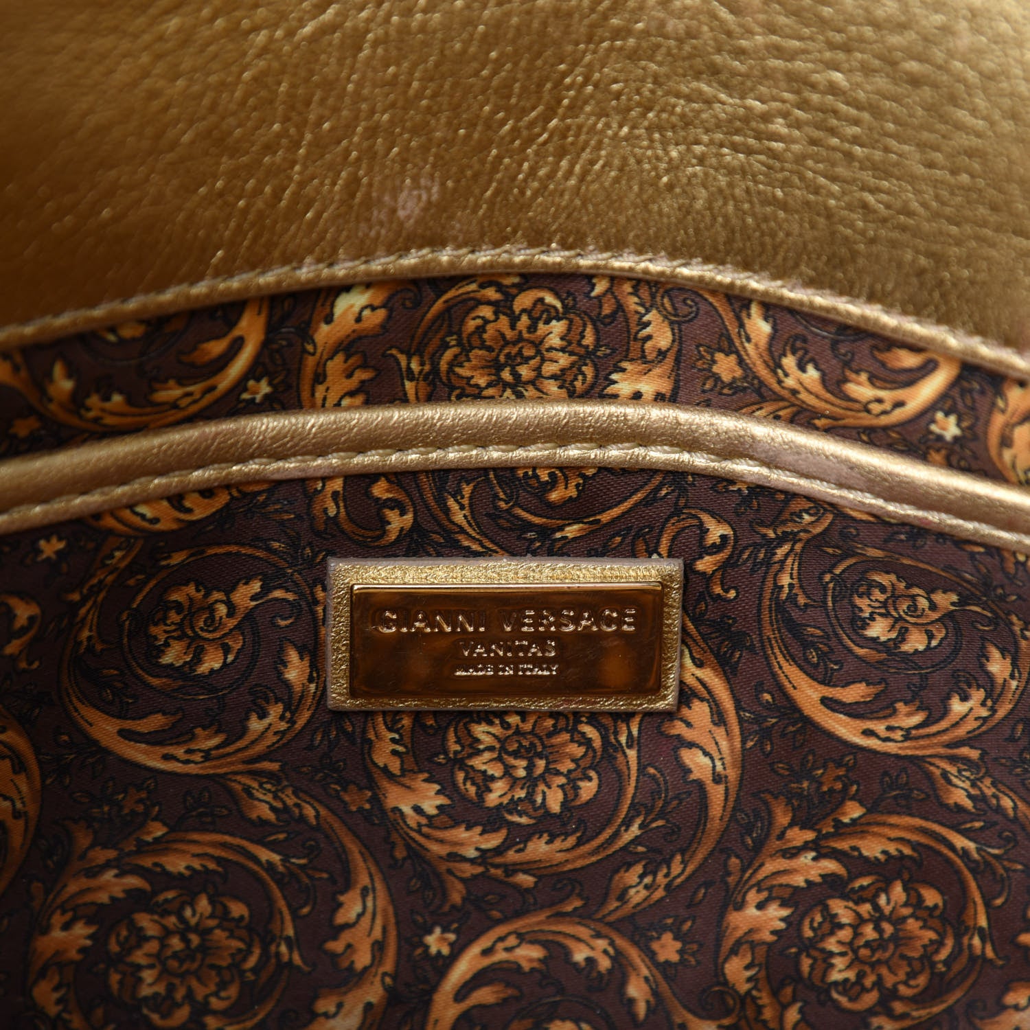 Versace Metallic Nappa Barocco Quilted Calliope Vanitas Shoulder Bag Gold 8 of 9