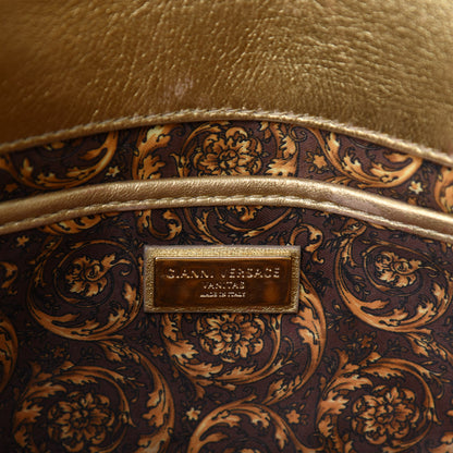 Versace Metallic Nappa Barocco Quilted Calliope Vanitas Shoulder Bag Gold 8 of 9