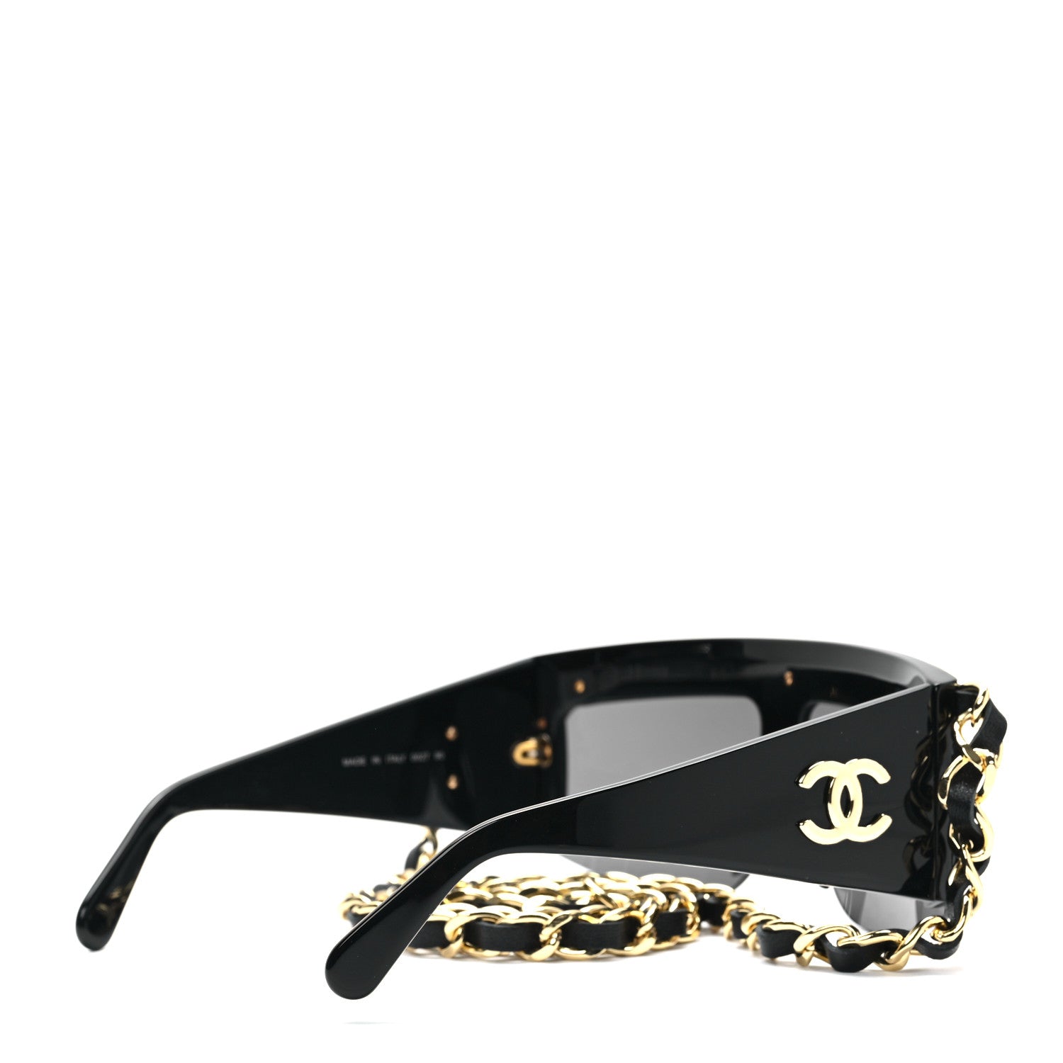 Chanel Lambskin Chain Shield Sunglasses Black 4 of 6