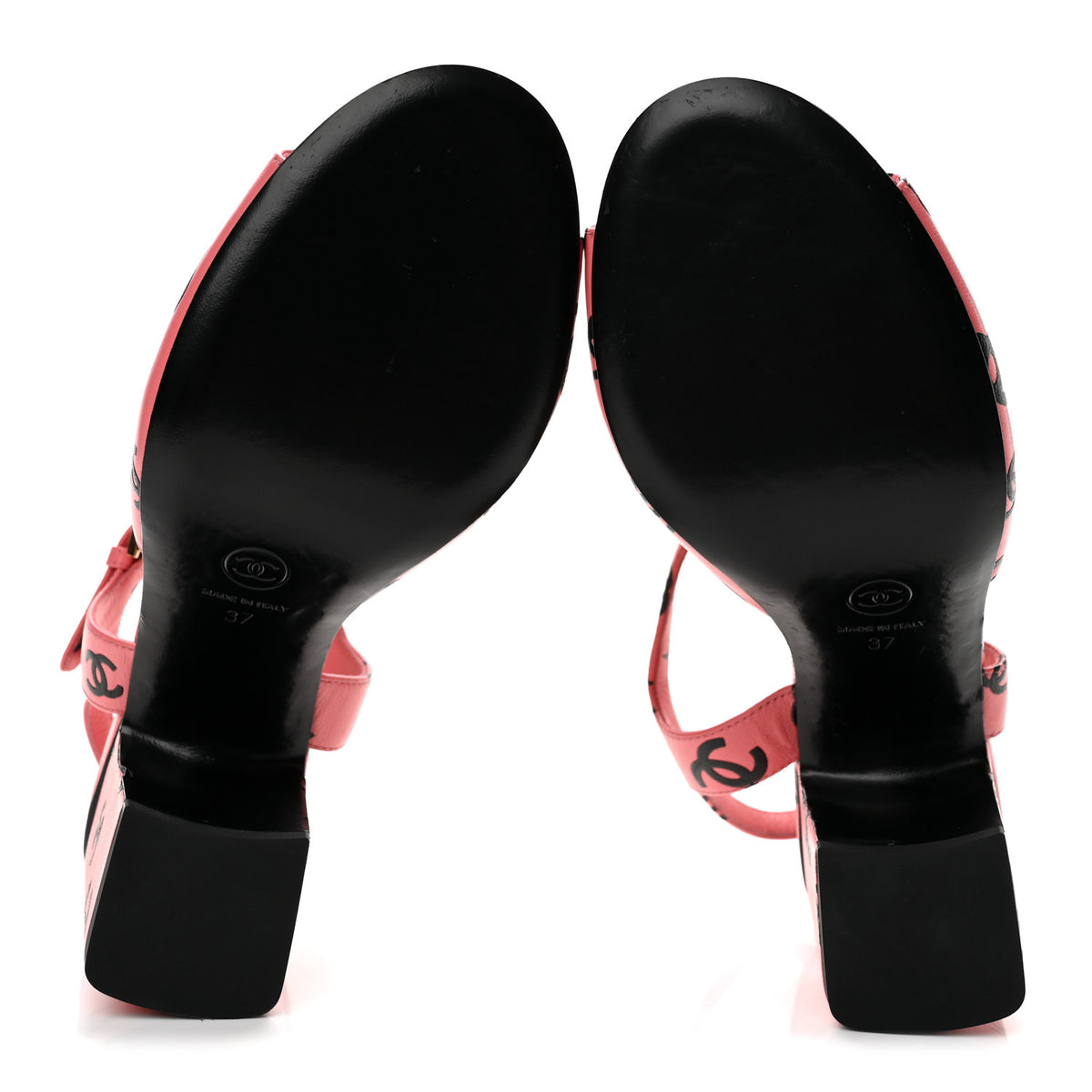 Printed Lambskin Coco Beach Sandals 37 Pink Black