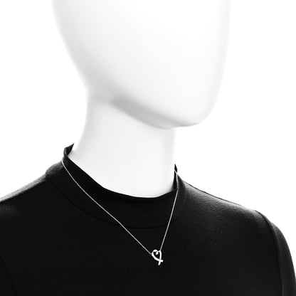 Tiffany Sterling Silver Diamond Paloma Picasso Loving Heart Necklace 2 of 6