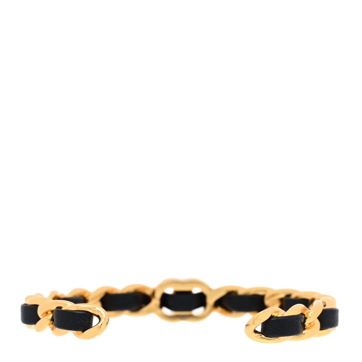 Lambskin CC Turnlock Chain Bracelet Black