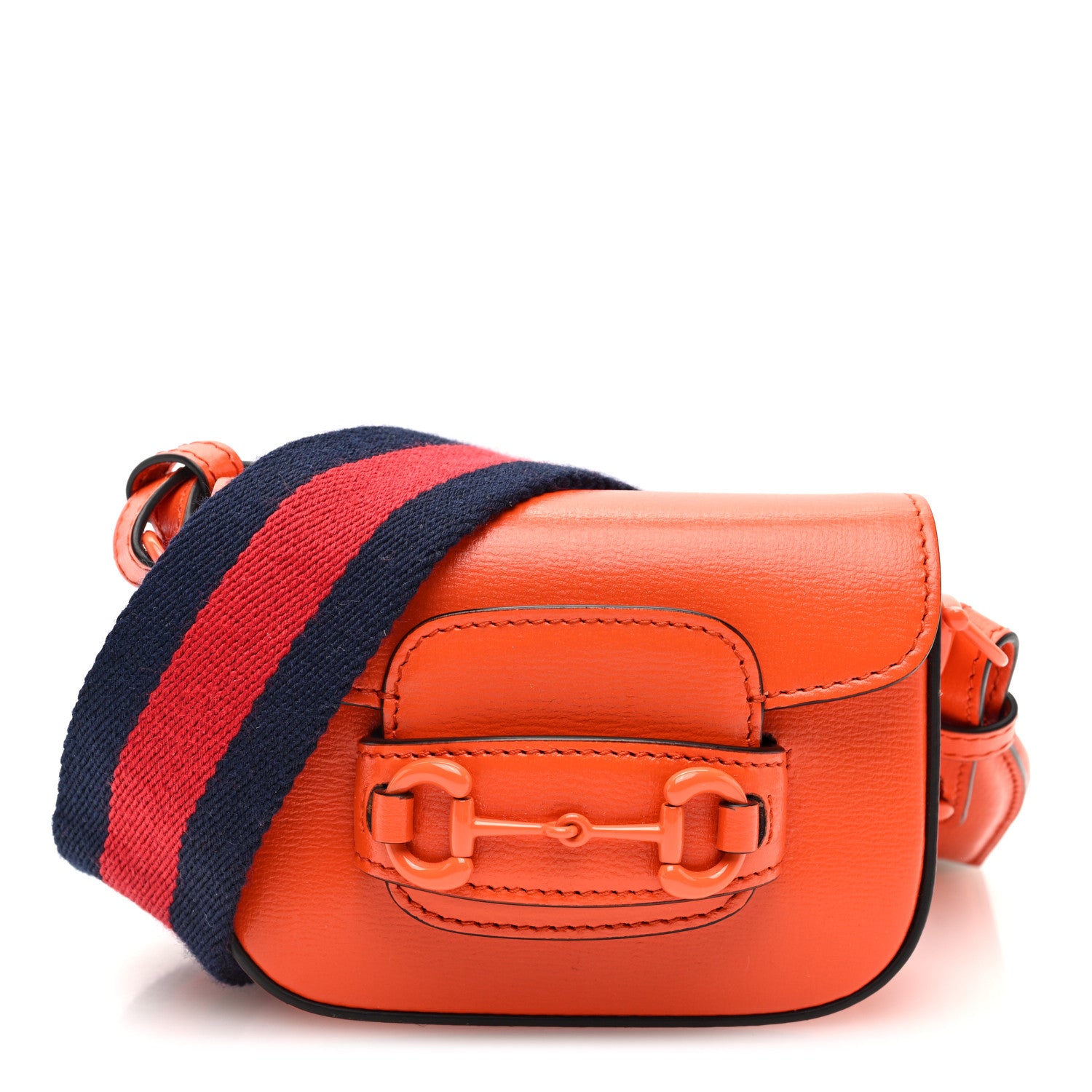 Gucci Azalea Calfskin Web Monochrome Horsebit 1955 Wallet On Strap Orange 1 of 10