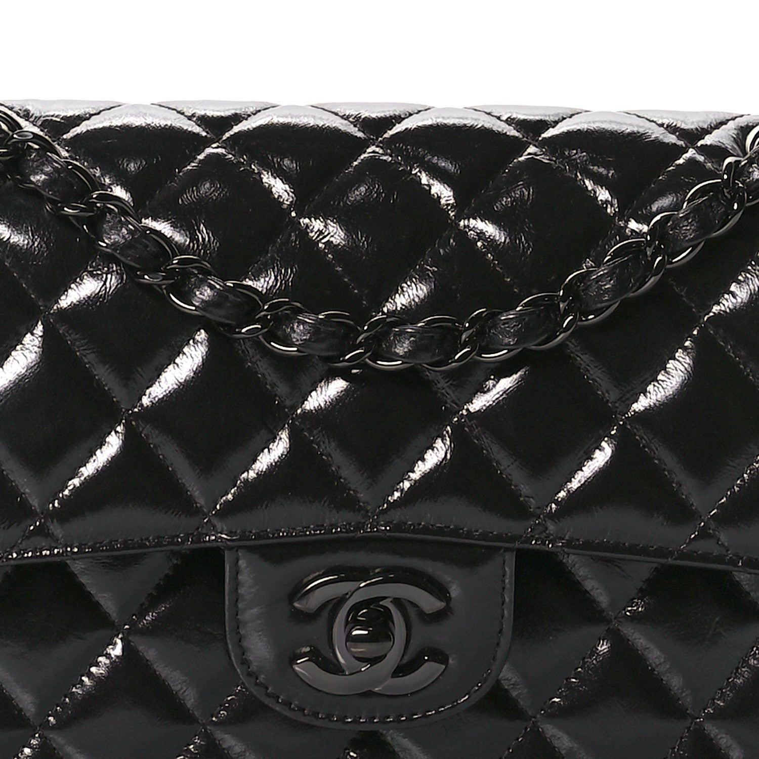 Chanel Shiny Crumpled Calfskin Quilted Small Double Flap So Black 7 of 10
