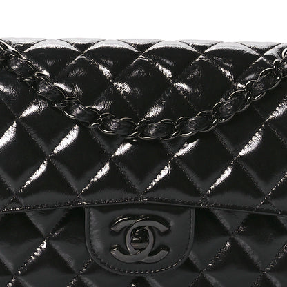 Chanel Shiny Crumpled Calfskin Quilted Small Double Flap So Black 7 of 10