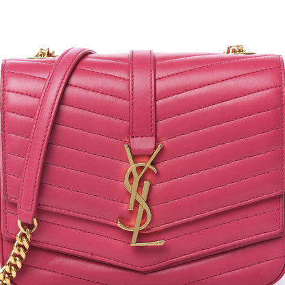 Saint Laurent Lambskin Matelasse Chevron Monogram Small Sulpice Bag Fuchsia 10 of 10