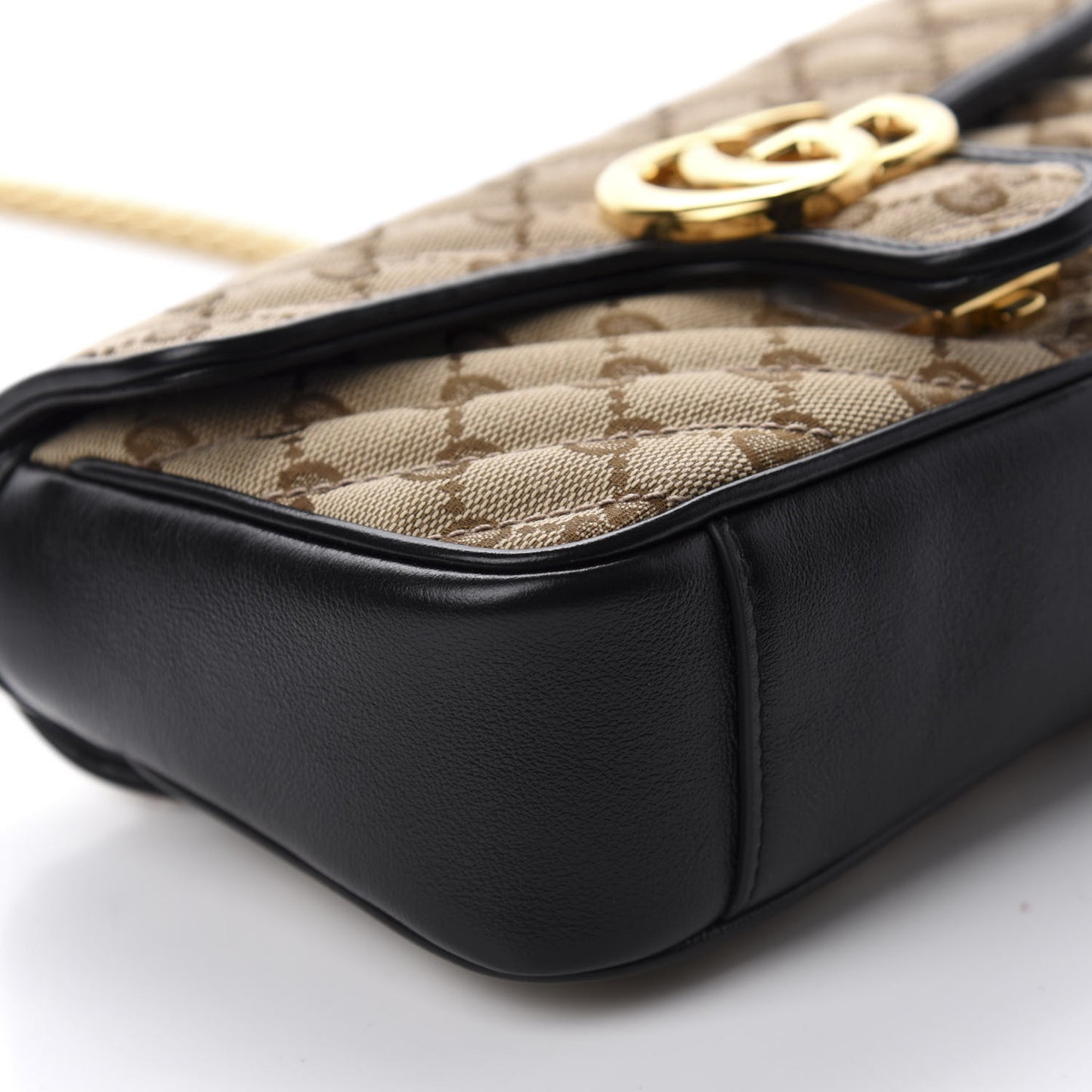 Monogram Matelasse Diagonal Mini GG Marmont Shoulder Bag Beige Black