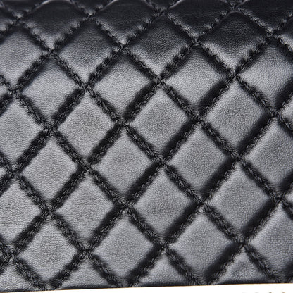 Chanel Lambskin Quilted Medium Boy Flap Black White 16 of 16