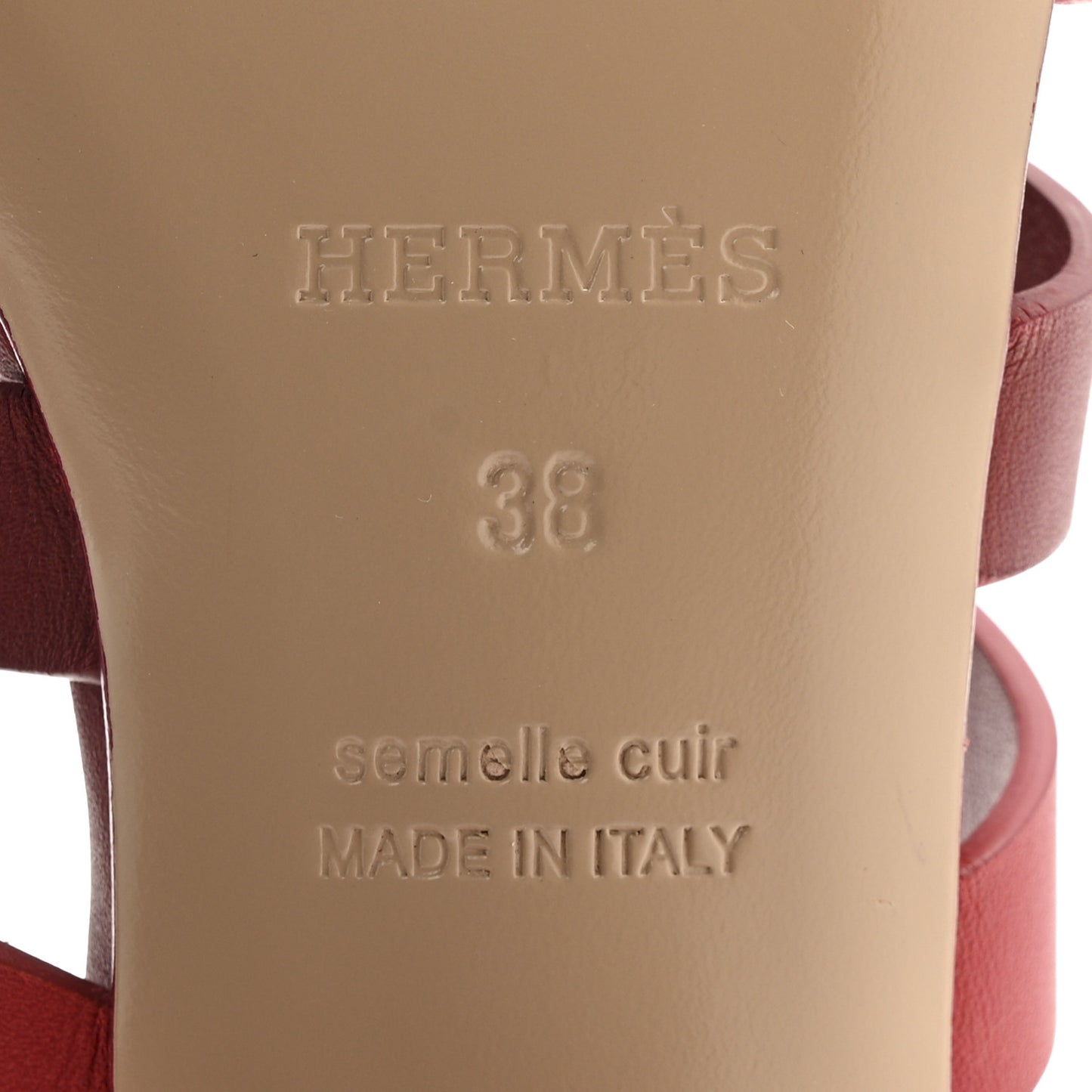 Calfskin Amica Sandals 38 Rouge Grenat Orange Solaire
